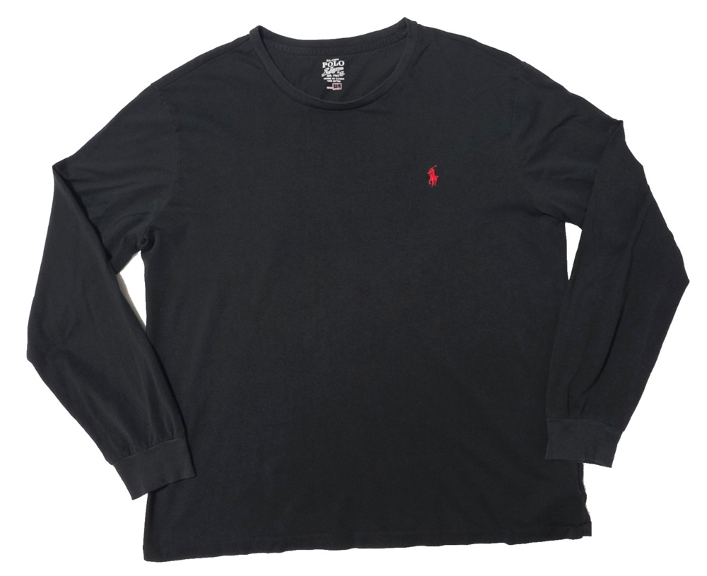 Polo Ralph Lauren Long Sleeve Shirt Mens XL Black Red Pony Logo Cotton Crew Neck